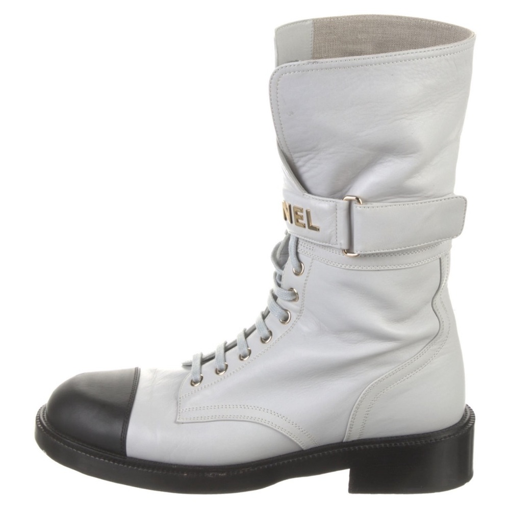Chanel 218 Lace Up Combat Boots Size 40 - Picture 3 of 9